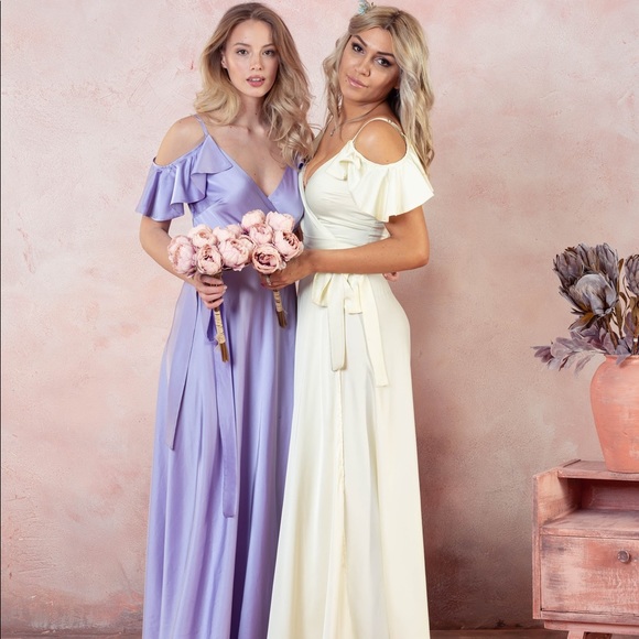 Ivory and Kate Dresses & Skirts - ❗️NEW❗️Lilac Bohemian Bridesmaid Wrap Maxi Dress